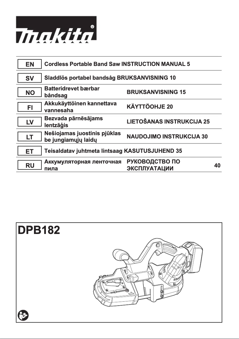 Page 1 of the manual User Manual Makita DPB182