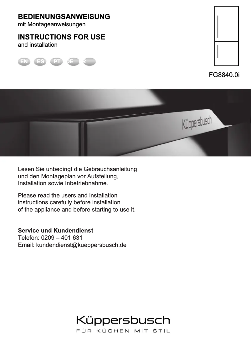 First page image of the manual for FG8840.0i