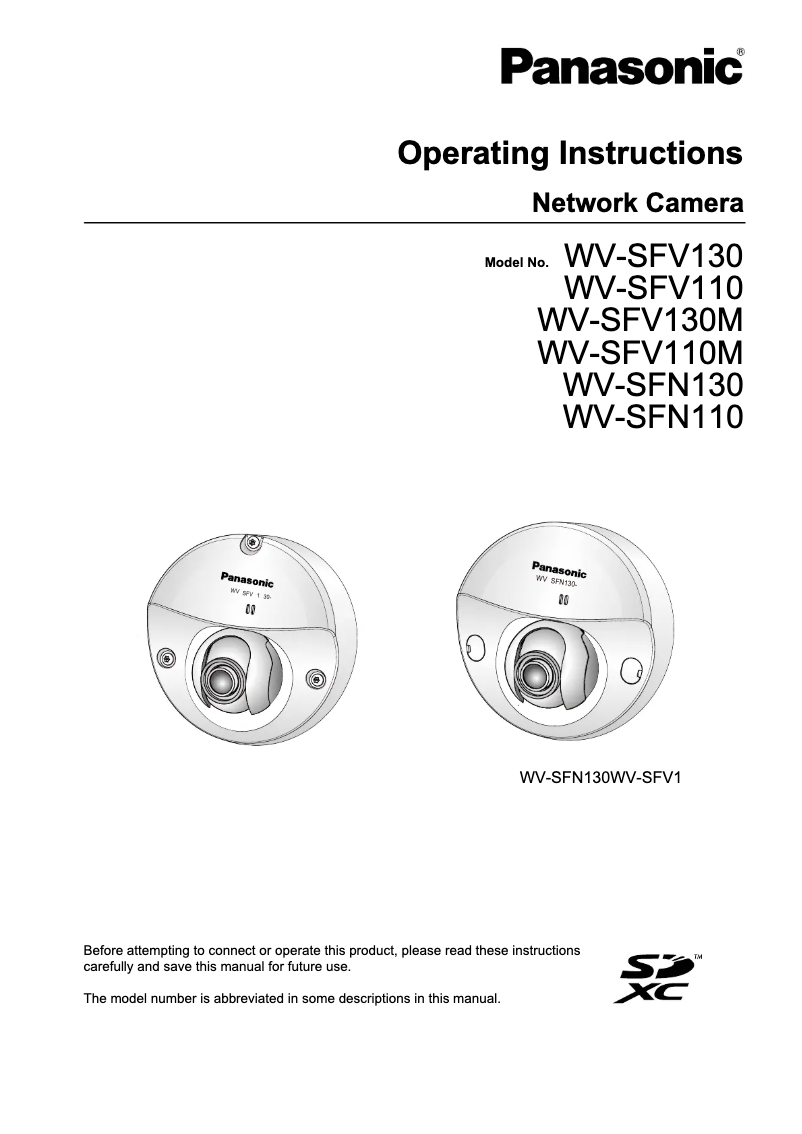 Page 1 of the manual User Manual Panasonic WV-SFV130