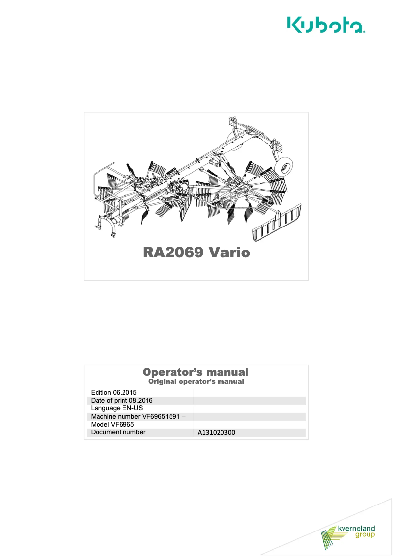 Image de la première page du manuel de l'appareil RA2069 EVO