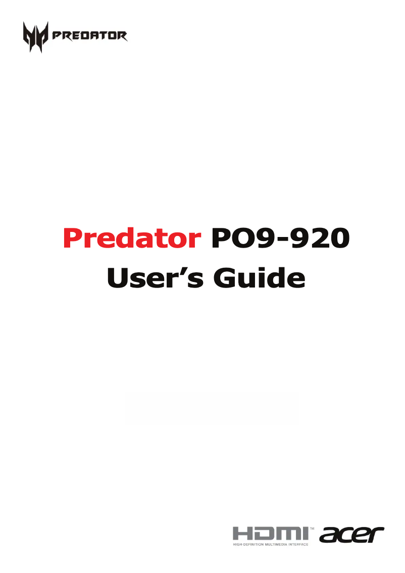 First page image of the manual for Predator PO9