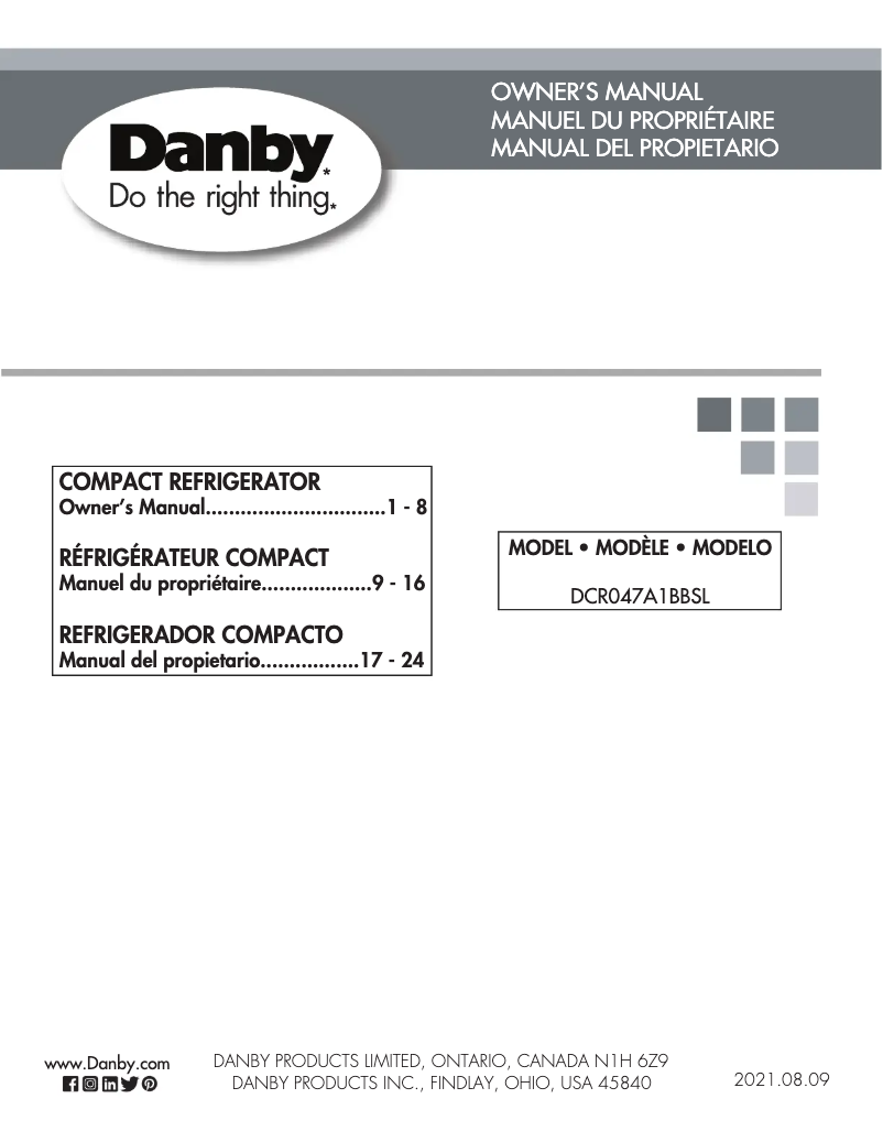 Page 1 of the manual User Manual Danby DCR047A1BBSL
