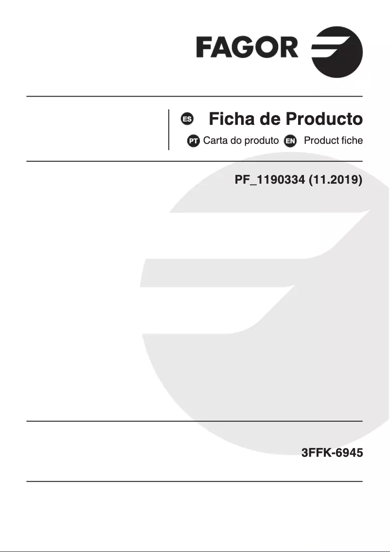 Page 1 of the manual Technical Sheet Fagor 3FFK-6945