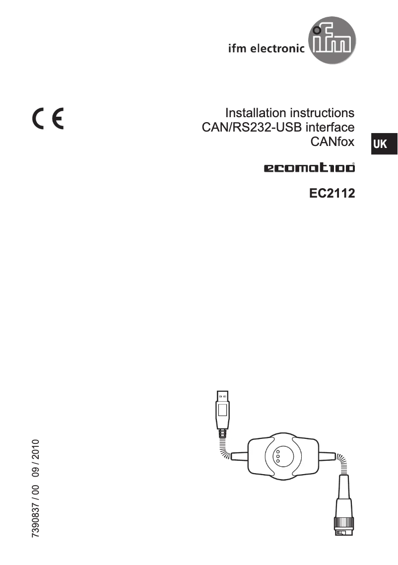 Page 1 of the manual User Manual IFM EC2113