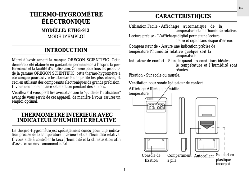 First page image of the manual for ETHG912