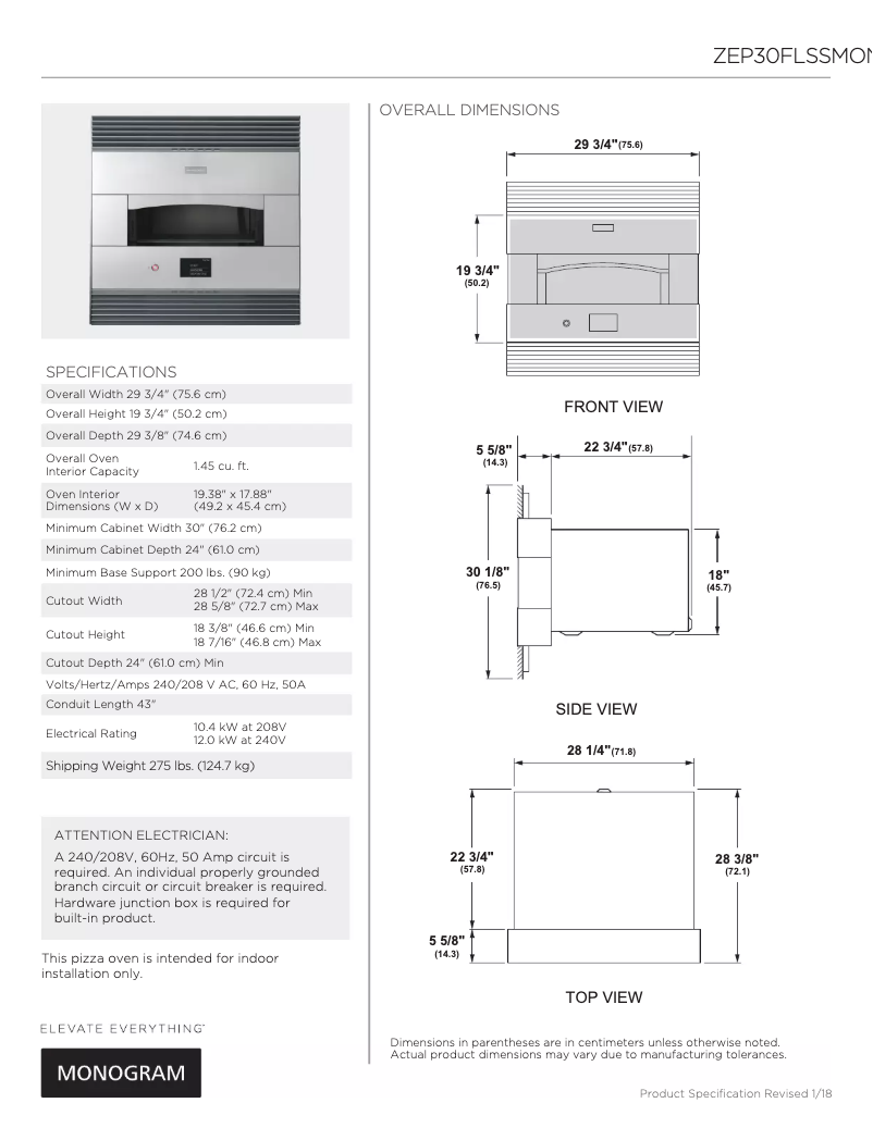First page image of the manual for ZEP30FLSS