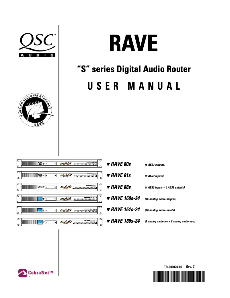 First page image of the manual for RAVE 161s