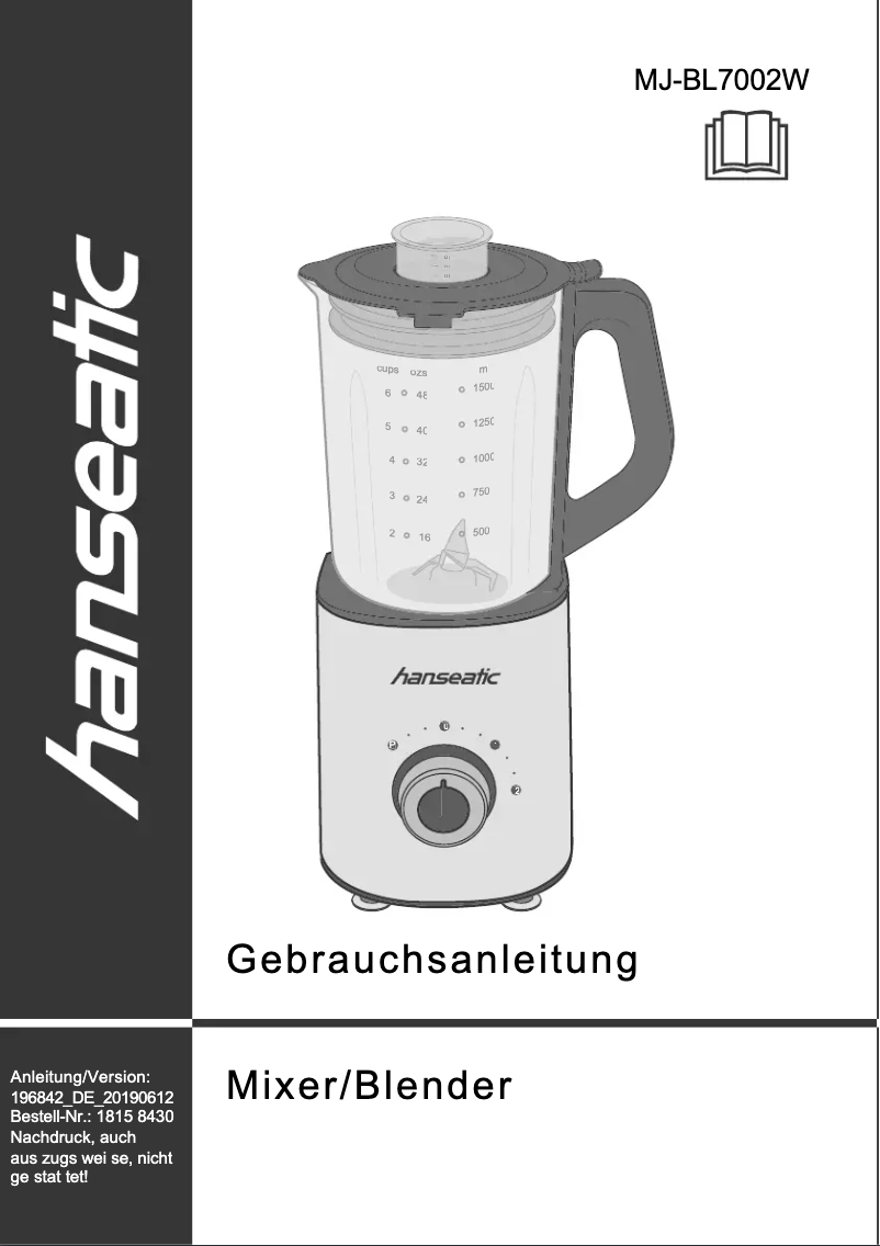 First page image of the manual for MJ-BL7002W