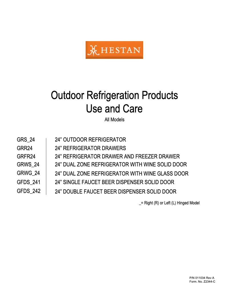 First page image of the manual for GRSL24