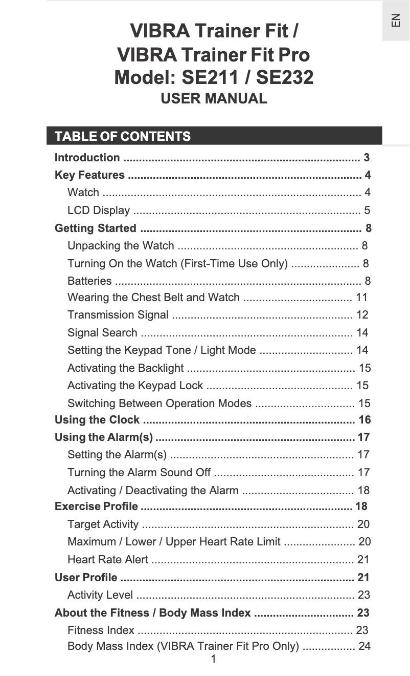 Page 1 of the manual User Manual Oregon Scientific SE232