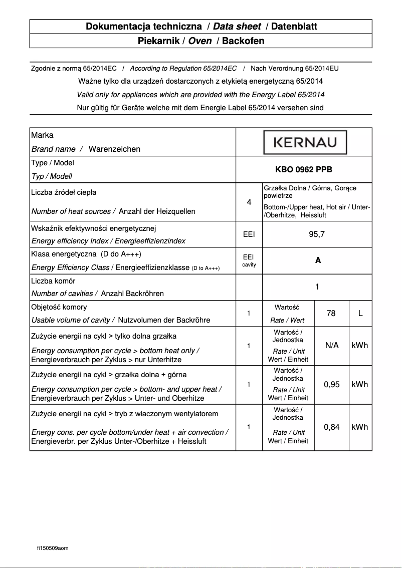 Image de la première page du manuel de l'appareil KBO0962PPB