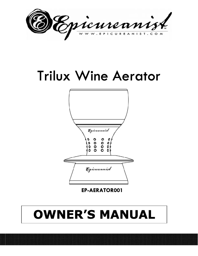 First page image of the manual for Trilux Wine Aerator EP-AERATOR001