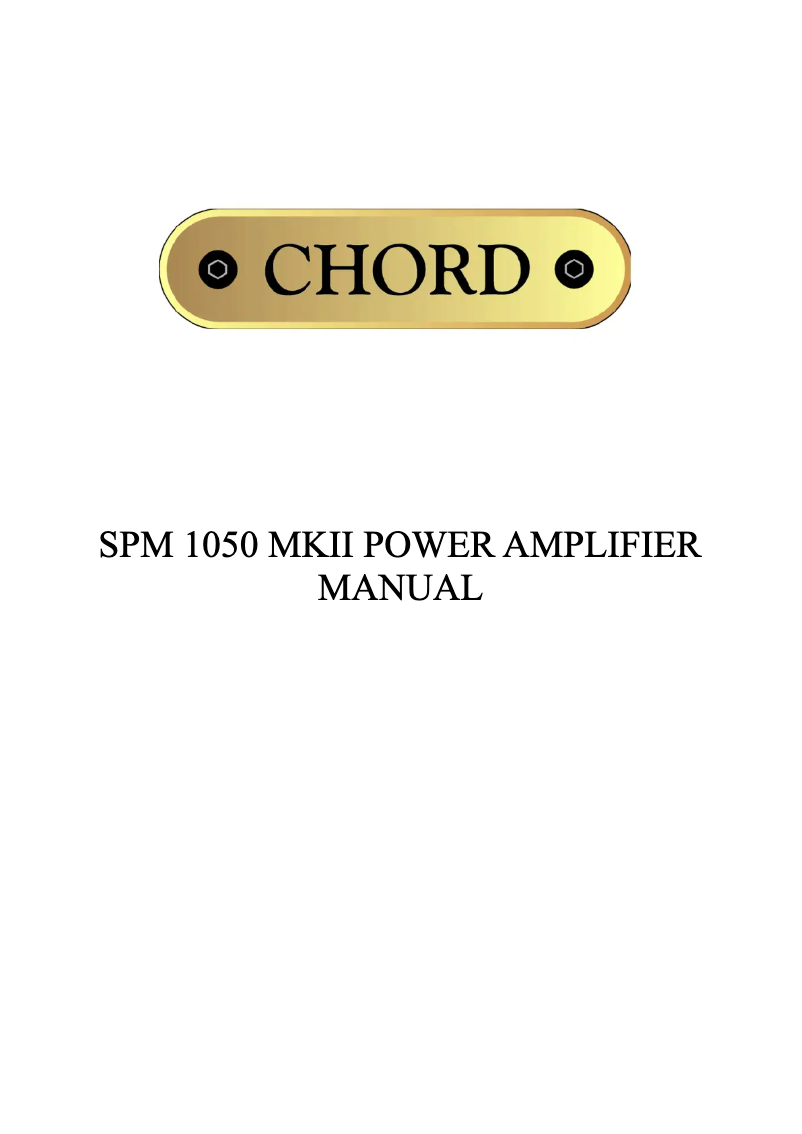 Page 1 of the manual User Manual Chord SPM 1050 Mk2