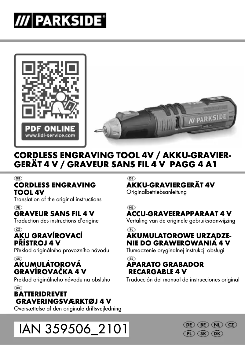 First page image of the manual for PAGG 4 A1