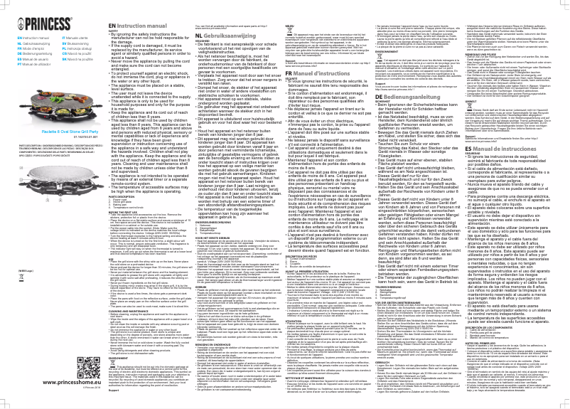 First page image of the manual for Raclette 8 Oval Stone & Grill Party 1627
