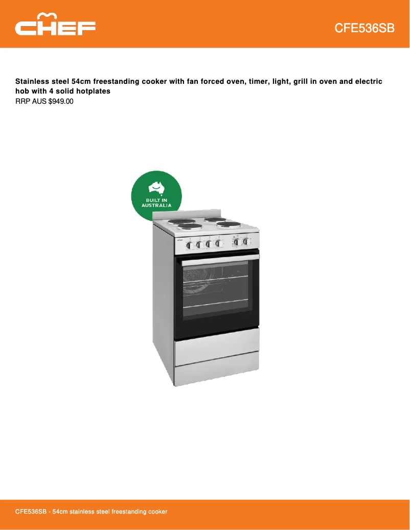 First page image of the manual for CFE536SB