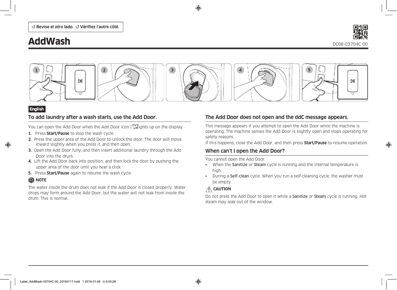 First page image of the manual for WW11K8412OW
