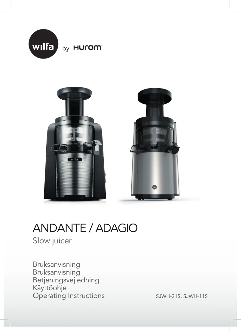 Page 1 of the manual User Manual Wilfa Andante SJWH-21S