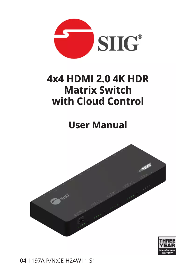 Page 1 of the manual User Manual Siig CE-H24W11-S1