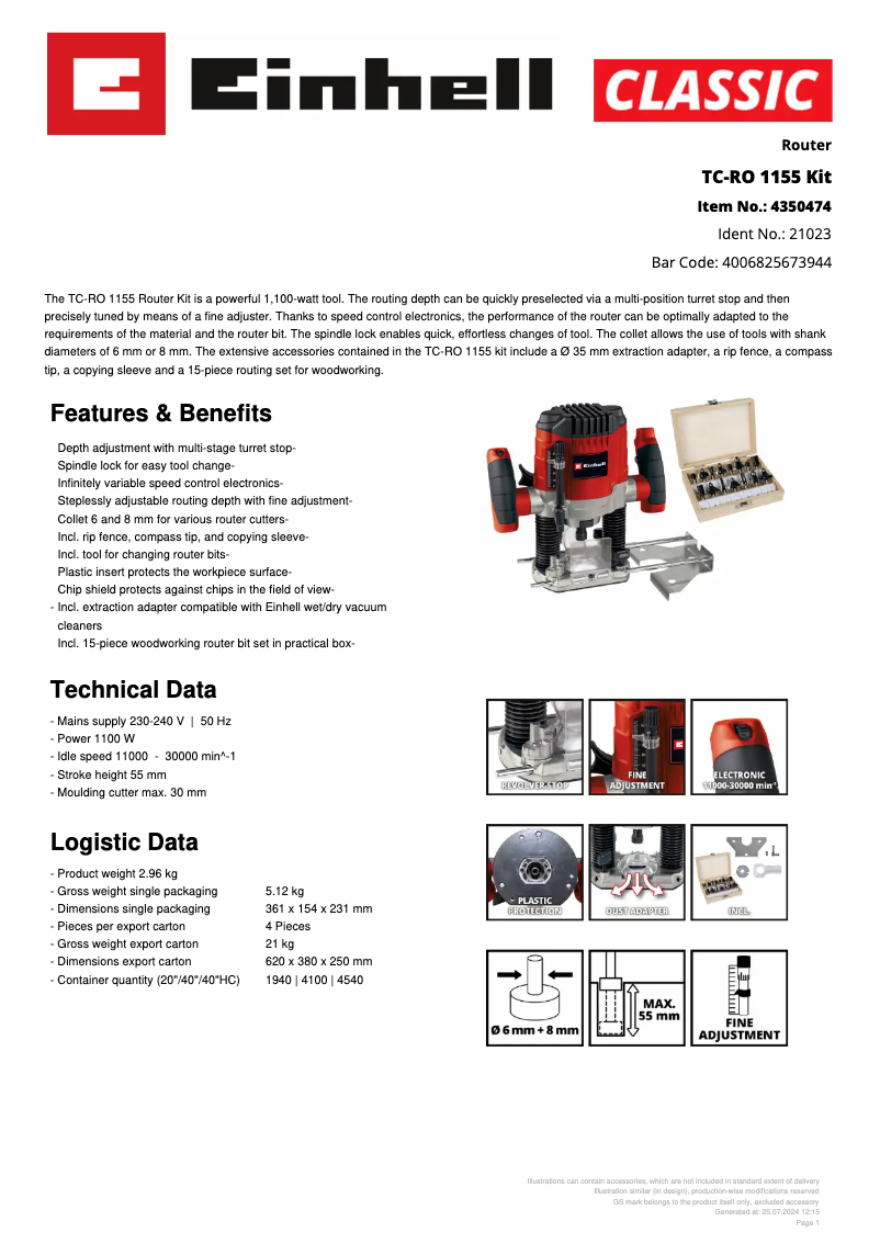 First page image of the manual for TC-RO 1155 Kit