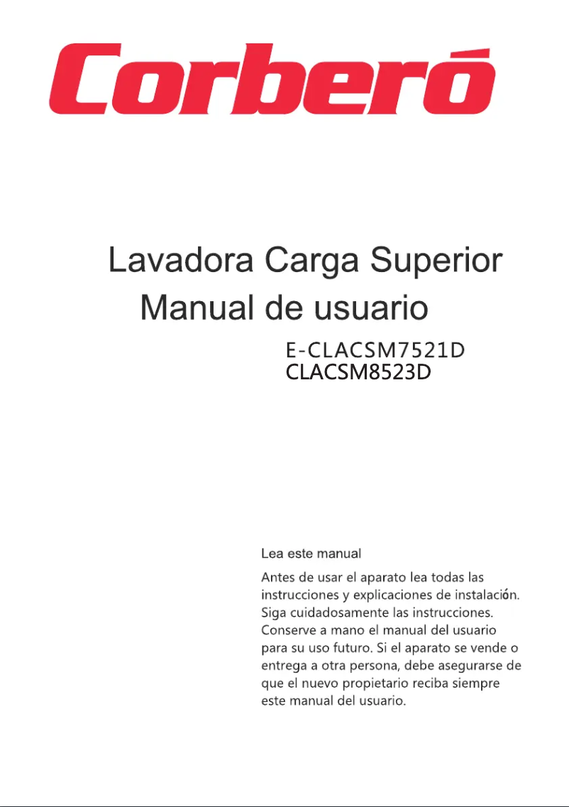 First page image of the manual for CLACSM8523D