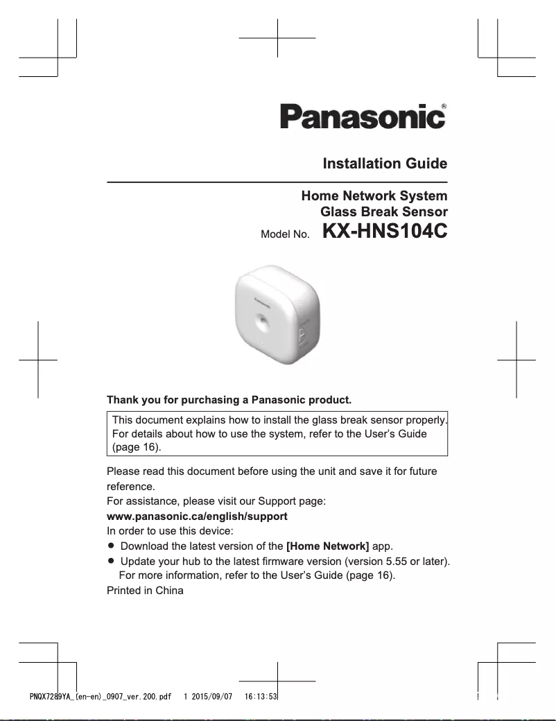 First page image of the manual for KX-HNS104