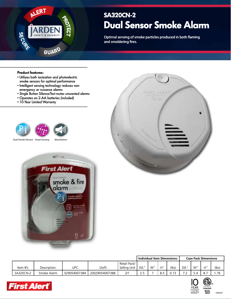 Page 1 of the manual User Manual First Alert SA320CN