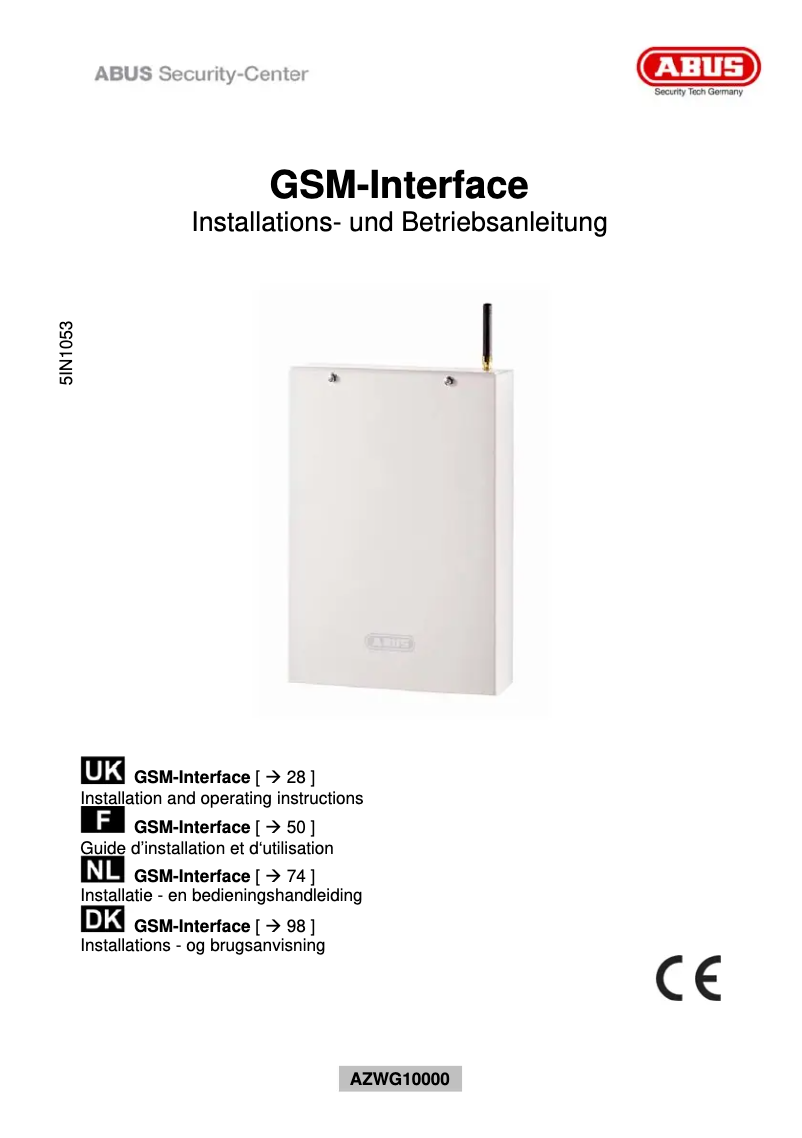 Page 1 of the manual User Manual Abus AZWG10001