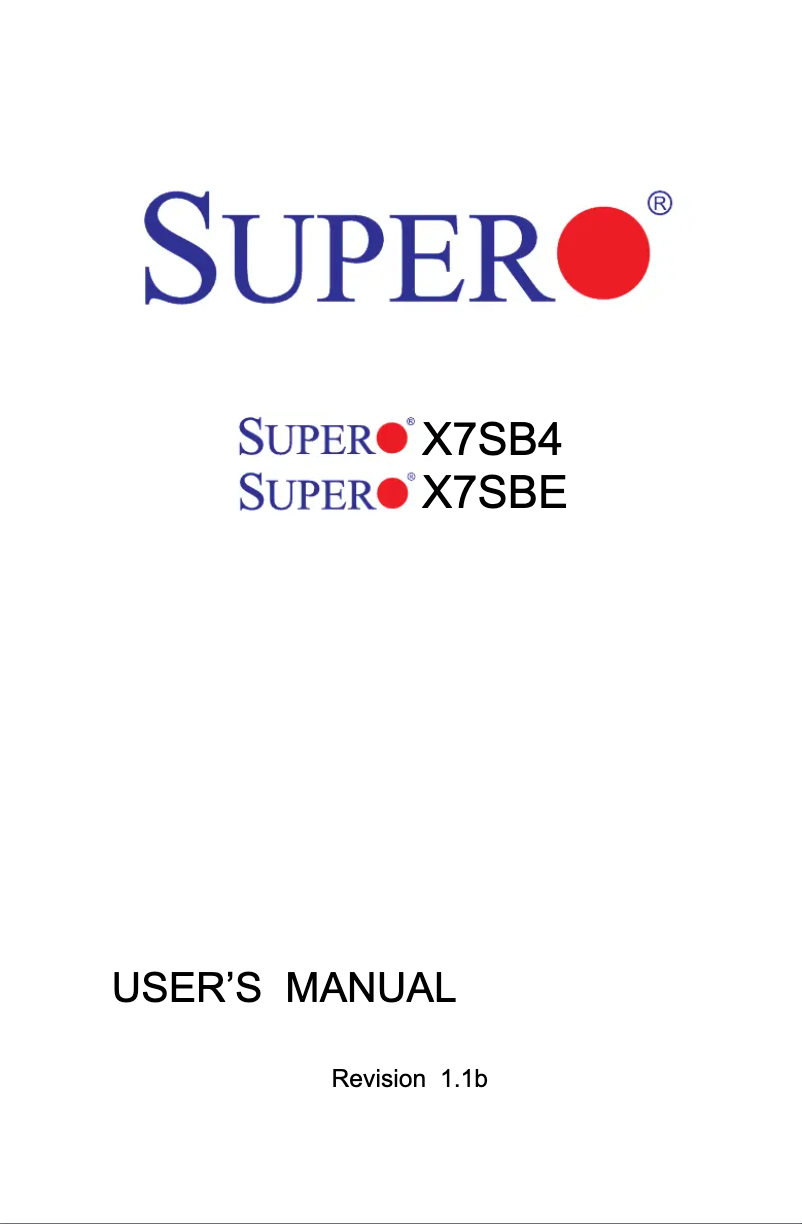 First page image of the manual for X7SBE