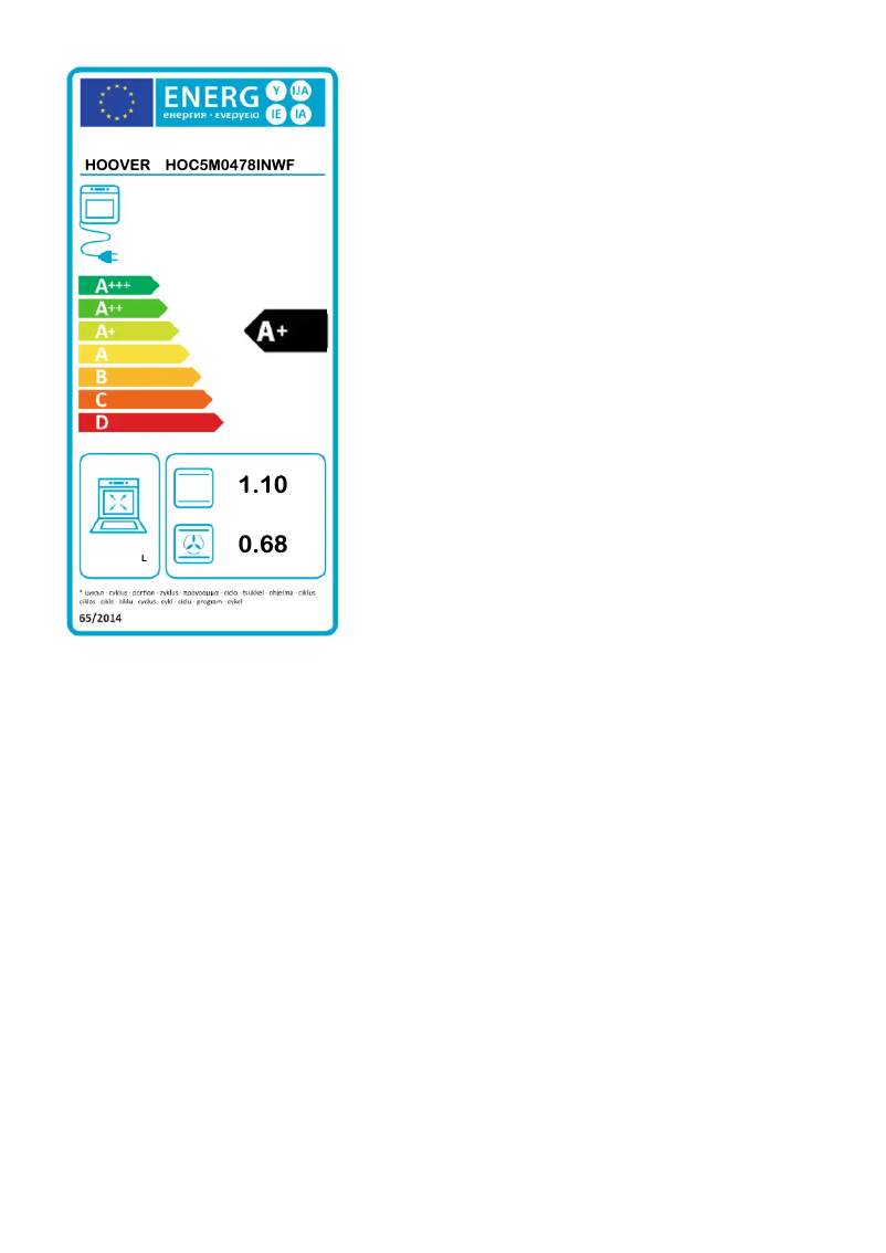 First page image of the manual for HOC5M0478INWF