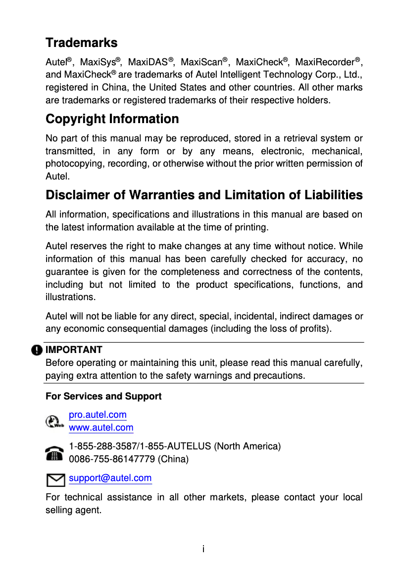 First page image of the manual for AutoLink AL609P