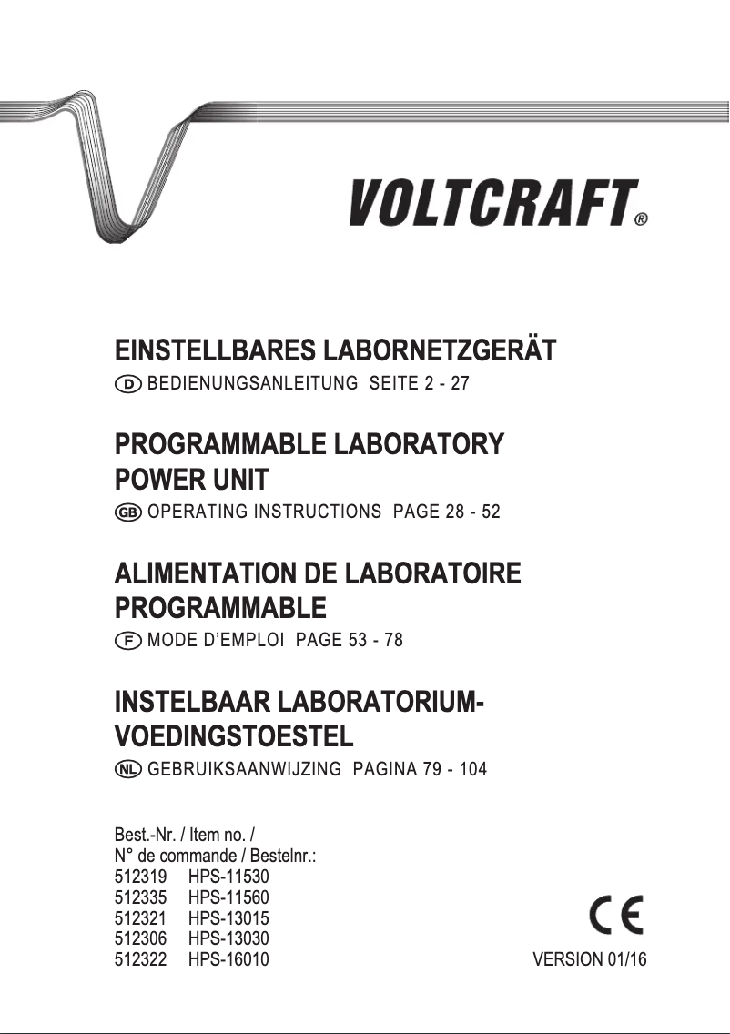 Page 1 of the manual User Manual Voltcraft HPS-13015