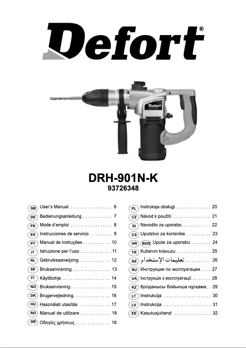 Page 1 of the manual User Manual Defort DRH-901N-K
