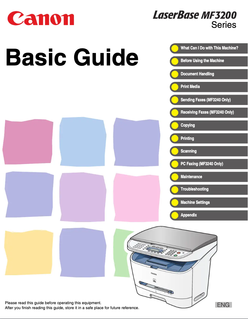 Page 1 of the manual User Manual Canon LaserBase MF3240