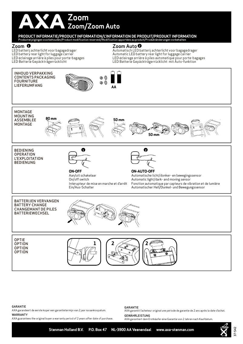 Page 1 of the manual User Manual AXA Zoom