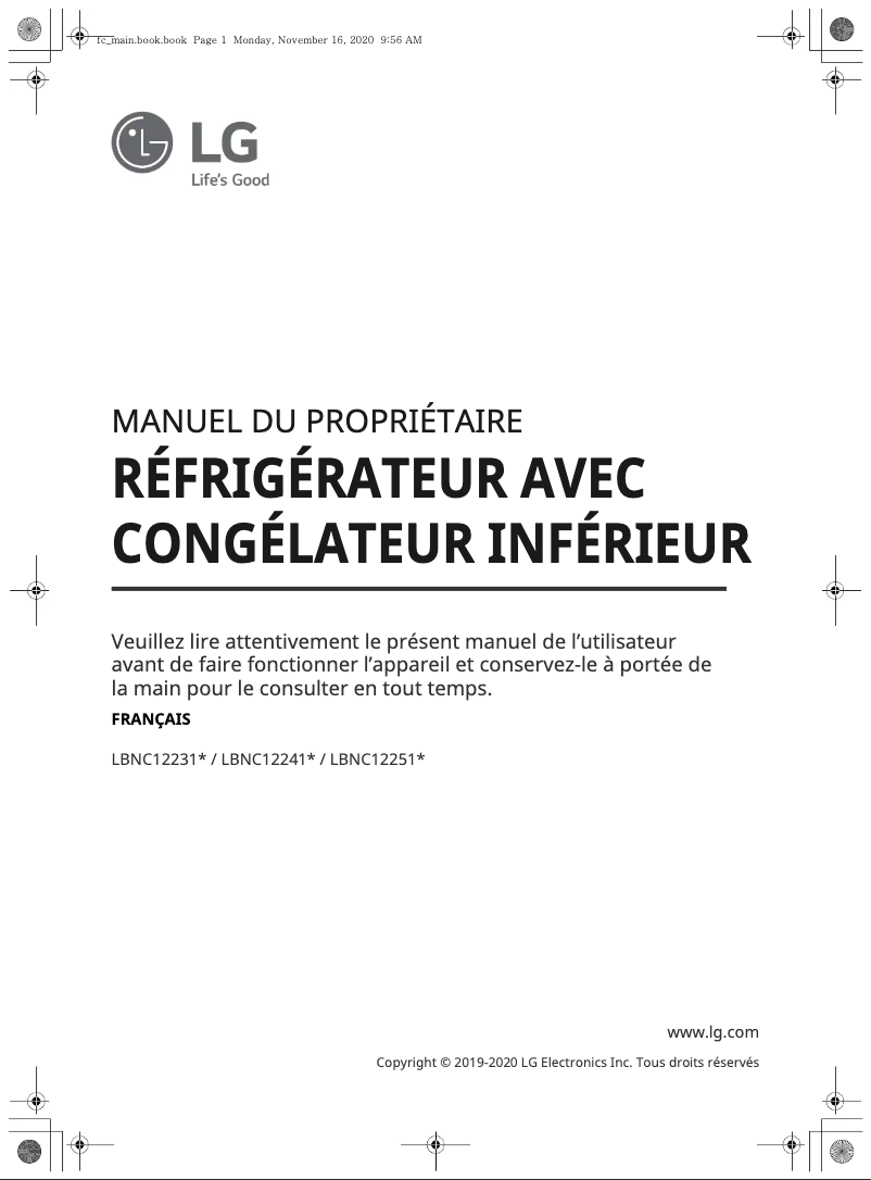 Page 1 of the manual User Manual LG LBNC12231W