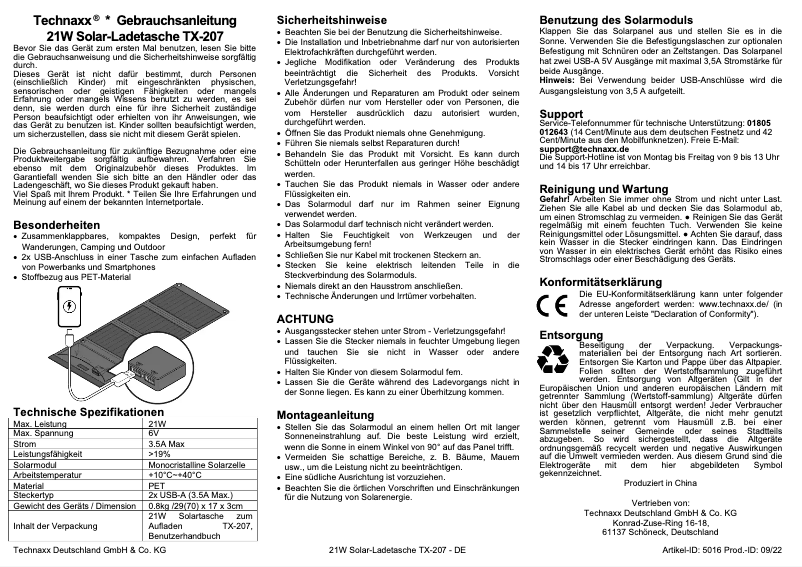 Page 1 of the manual User Manual Technaxx TX-207