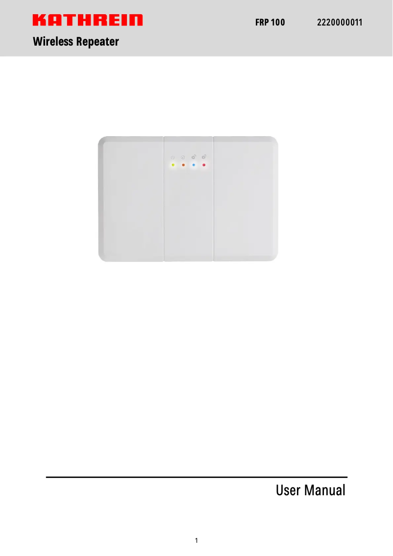 First page image of the manual for FRP 100