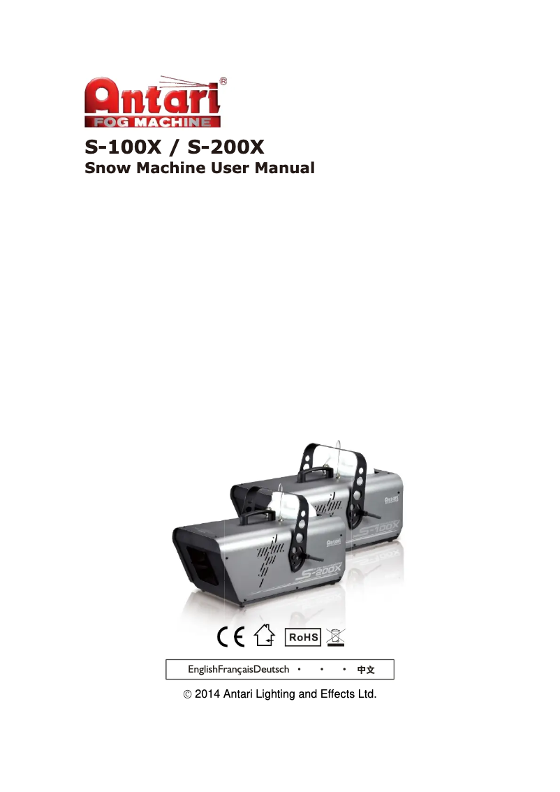 Page 1 of the manual User Manual Antari S-100X DMX
