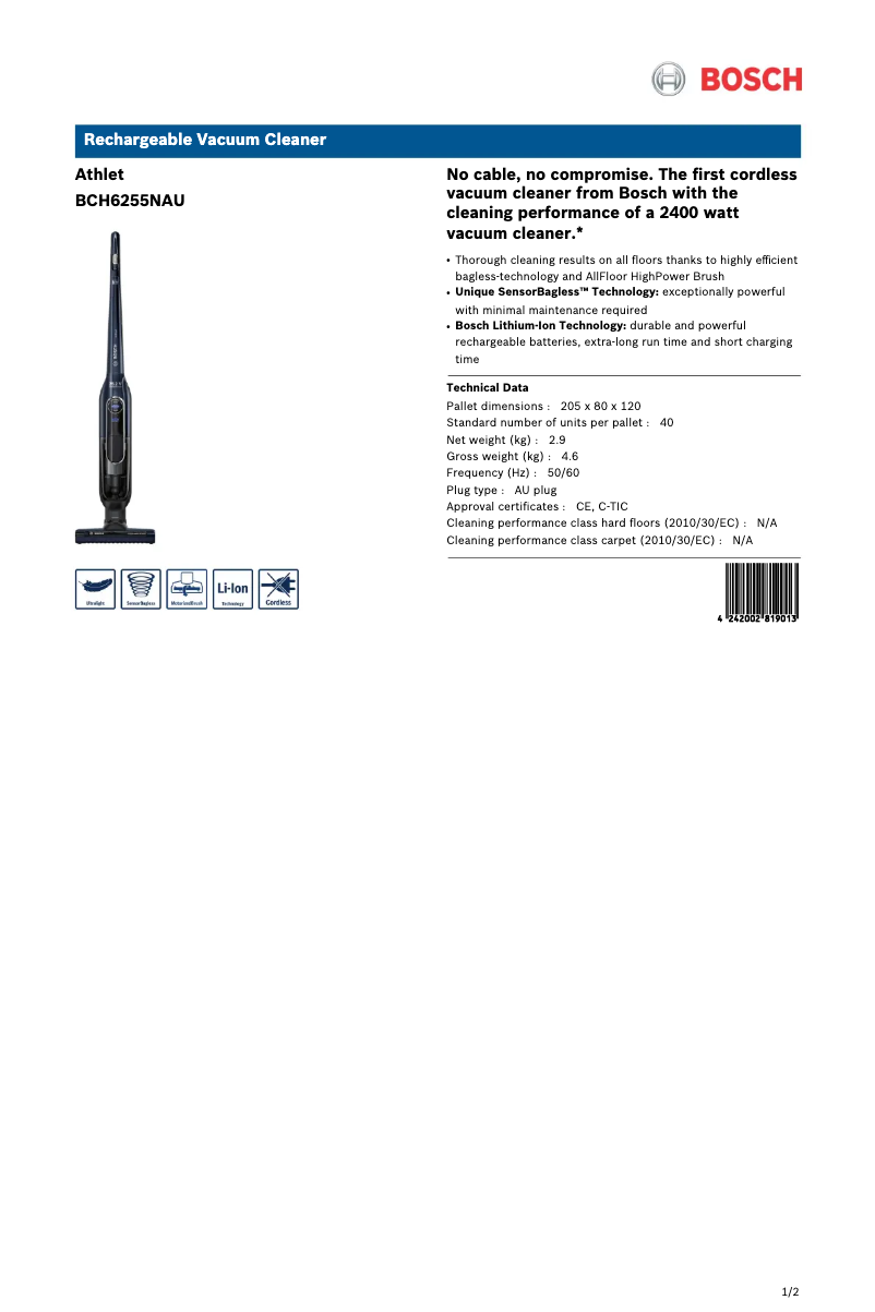 First page image of the manual for BCH6255NAU