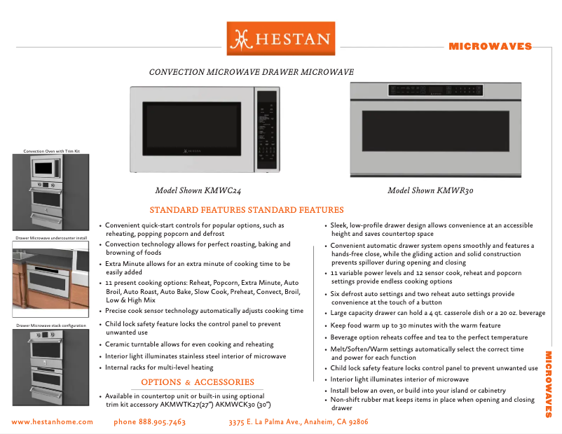 Page 1 of the manual Technical Sheet Hestan KMWR30