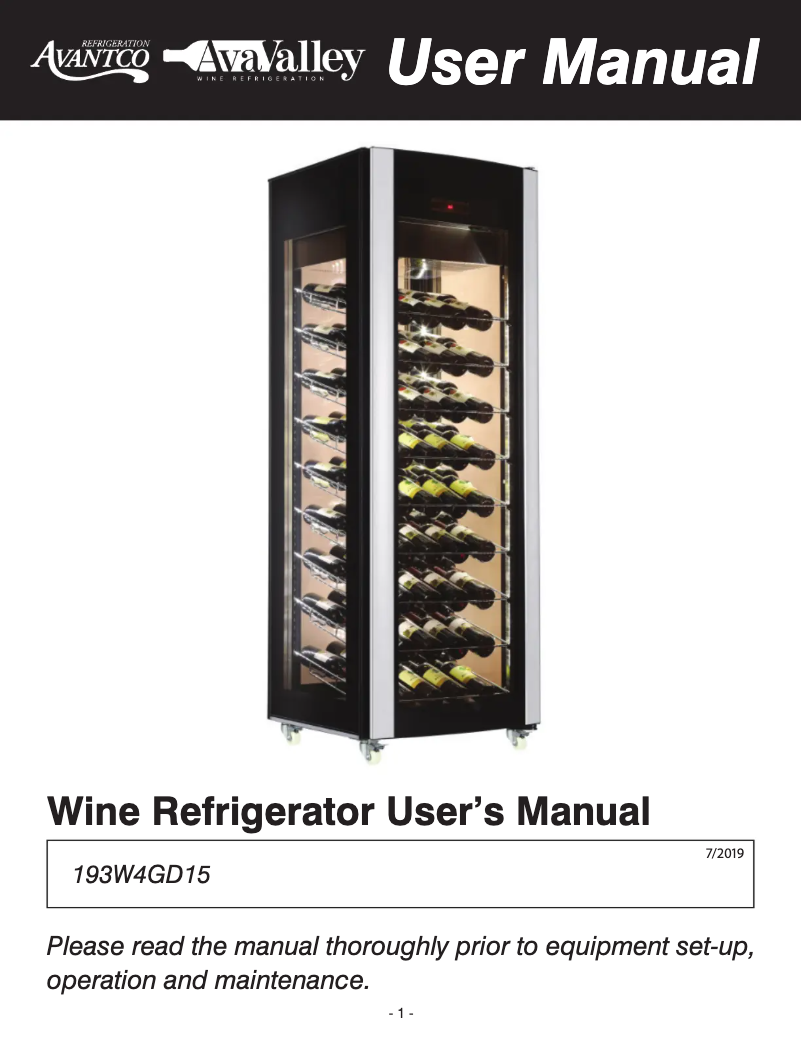 Page 1 of the manual User Manual AvaValley W-4GD-15
