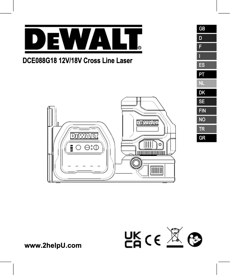 First page image of the manual for DCE088G18
