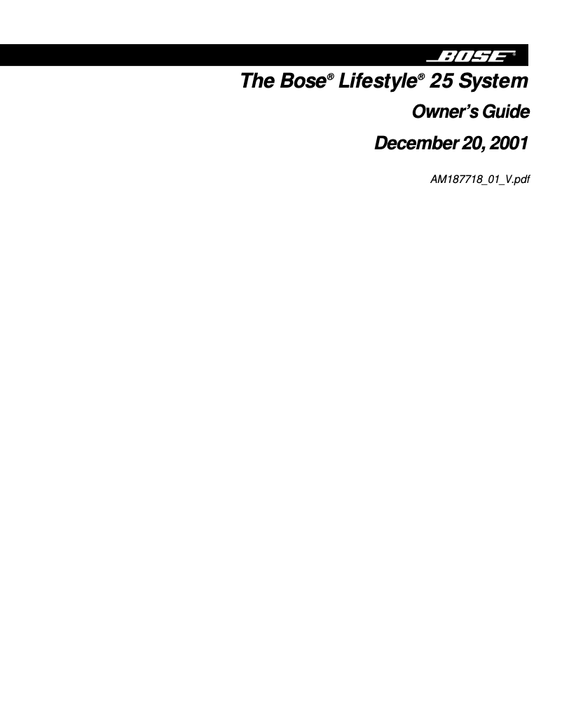 Page 1 of the manual User Manual Bose Lifestyle 25