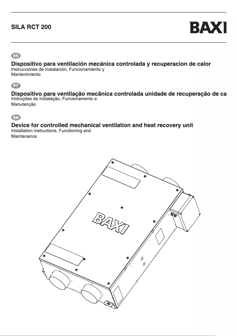 Image de la première page du manuel de l'appareil Sila RCT 200
