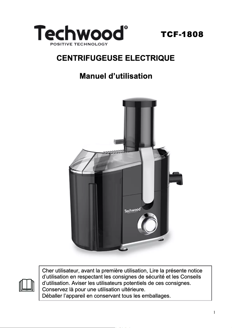 First page image of the manual for TCF-1808