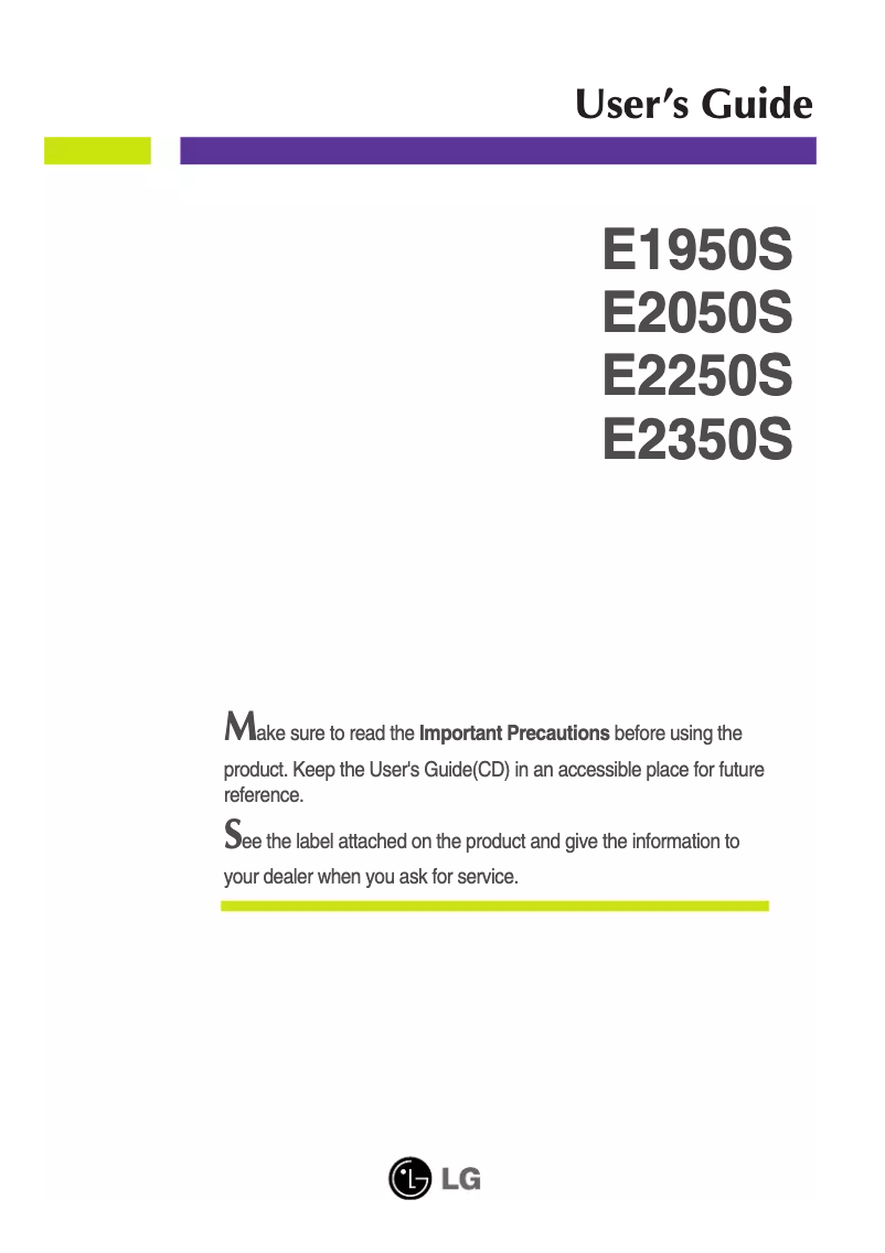 First page image of the manual for E2050S
