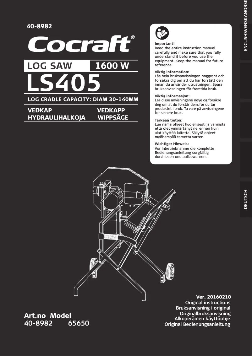 Page 1 of the manual User Manual Cocraft LS405