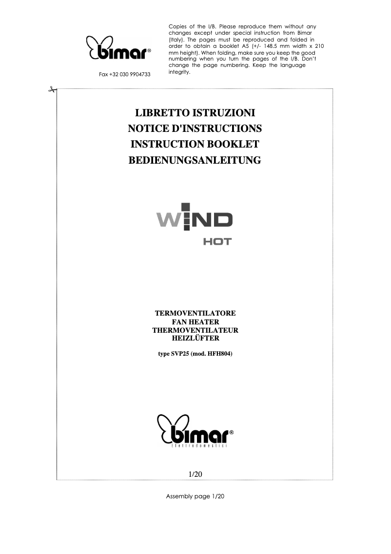 Page 1 of the manual User Manual Bimar SVP25.EU