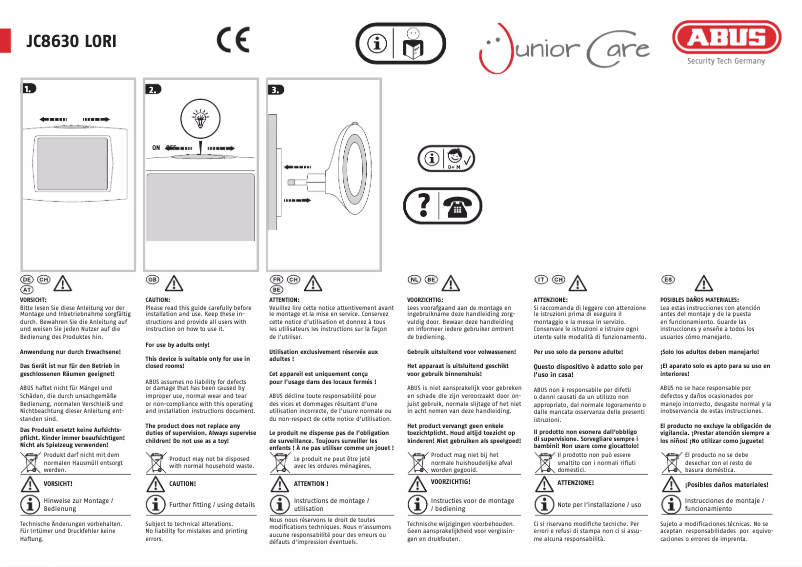 First page image of the manual for Lori JC8630
